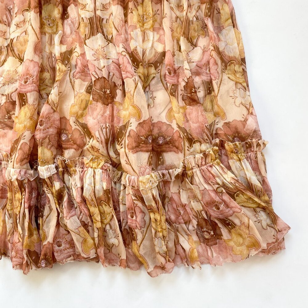 Zimmermann Tempo Flutter Midi Dress Silk Toffee Nouveau Size AU 1 US 6 - Picture 5 of 12